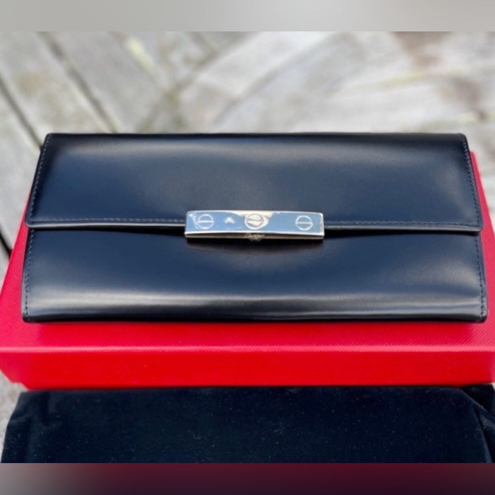 CARTIER Calfskin Leather Continental Infinity Trinity Long Wallet - Vintage